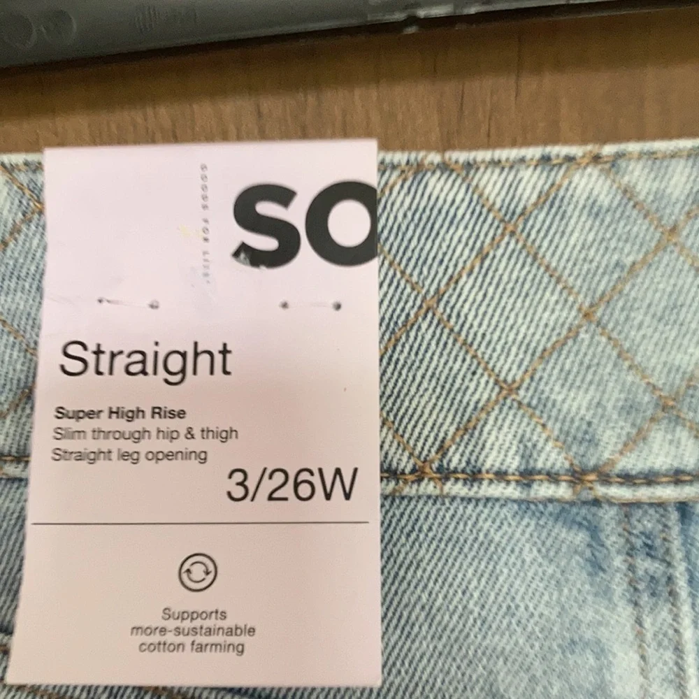 Relisting❌Super highrise straight woven denim jean pant quilted design waistband - Picture 15 of 17